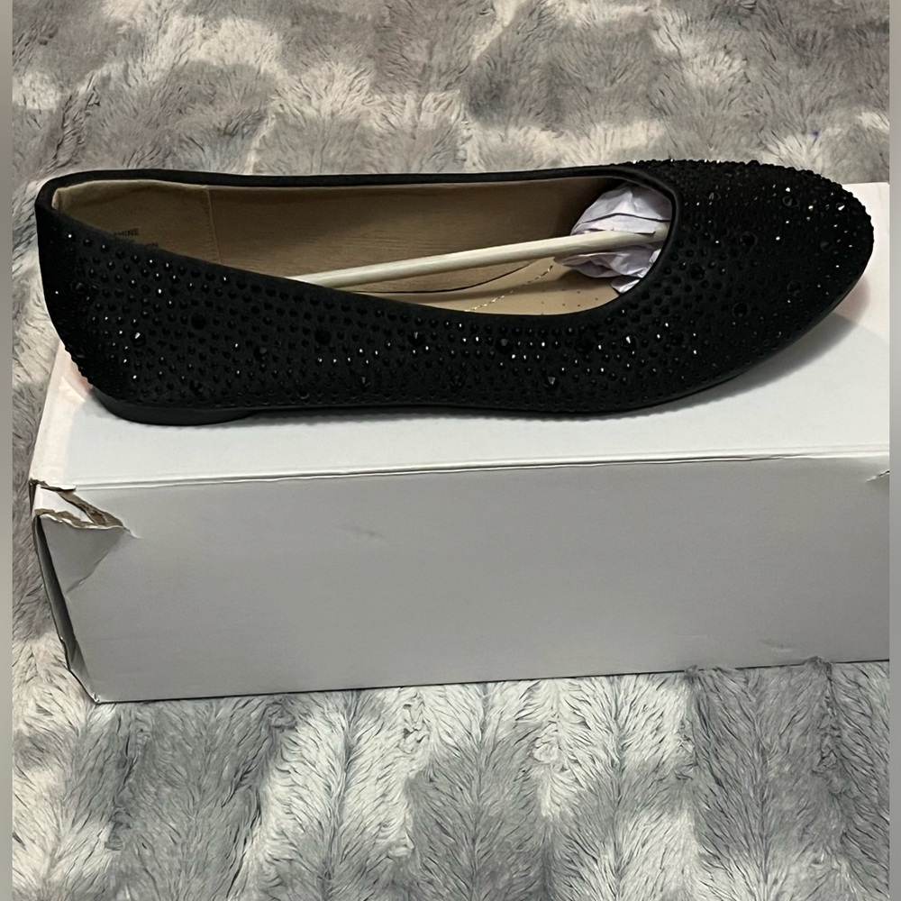 Dream Pairs Black Rhinestone Sole-Shine Ballet Flats Size 10 - Picture 6 of 9